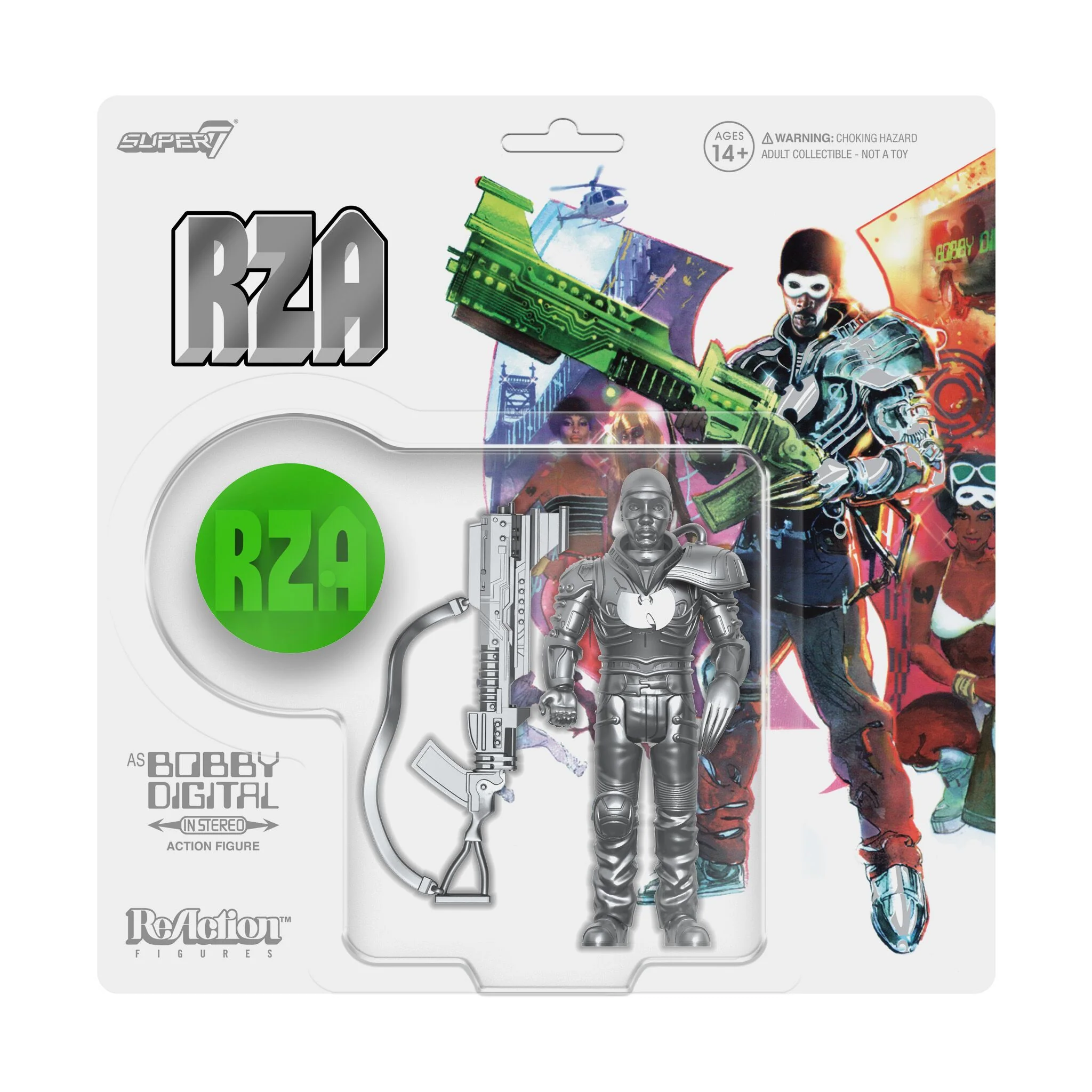 Bobby Digital ReAction Figures Wave 03 - Bobby Digital (Metallic Silver w/ 45 Adaptor) - Image 4