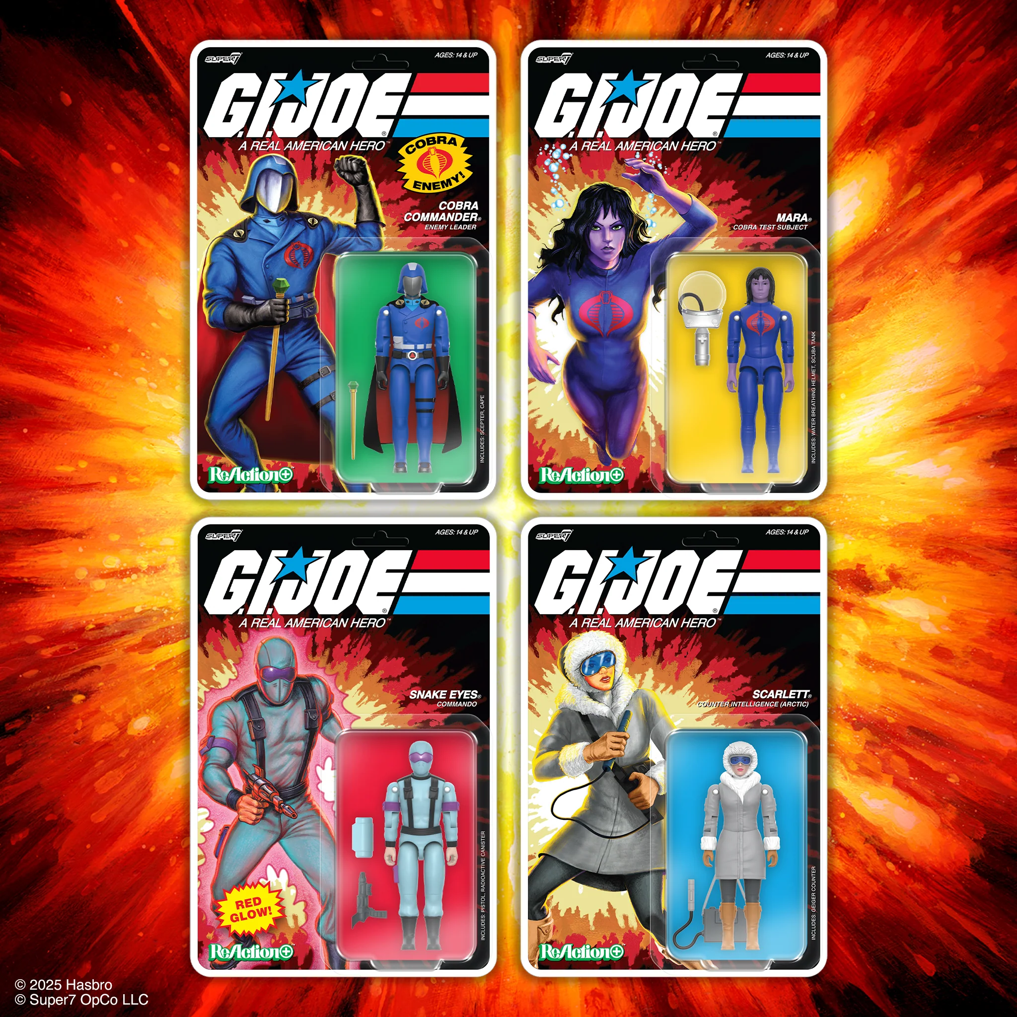 G.I. Joe ReAction+ Wave 6 - Snake Eyes (Crystal Poison), Arctic Scarlett, Cobra Commander (Movie), Mara - Image 2