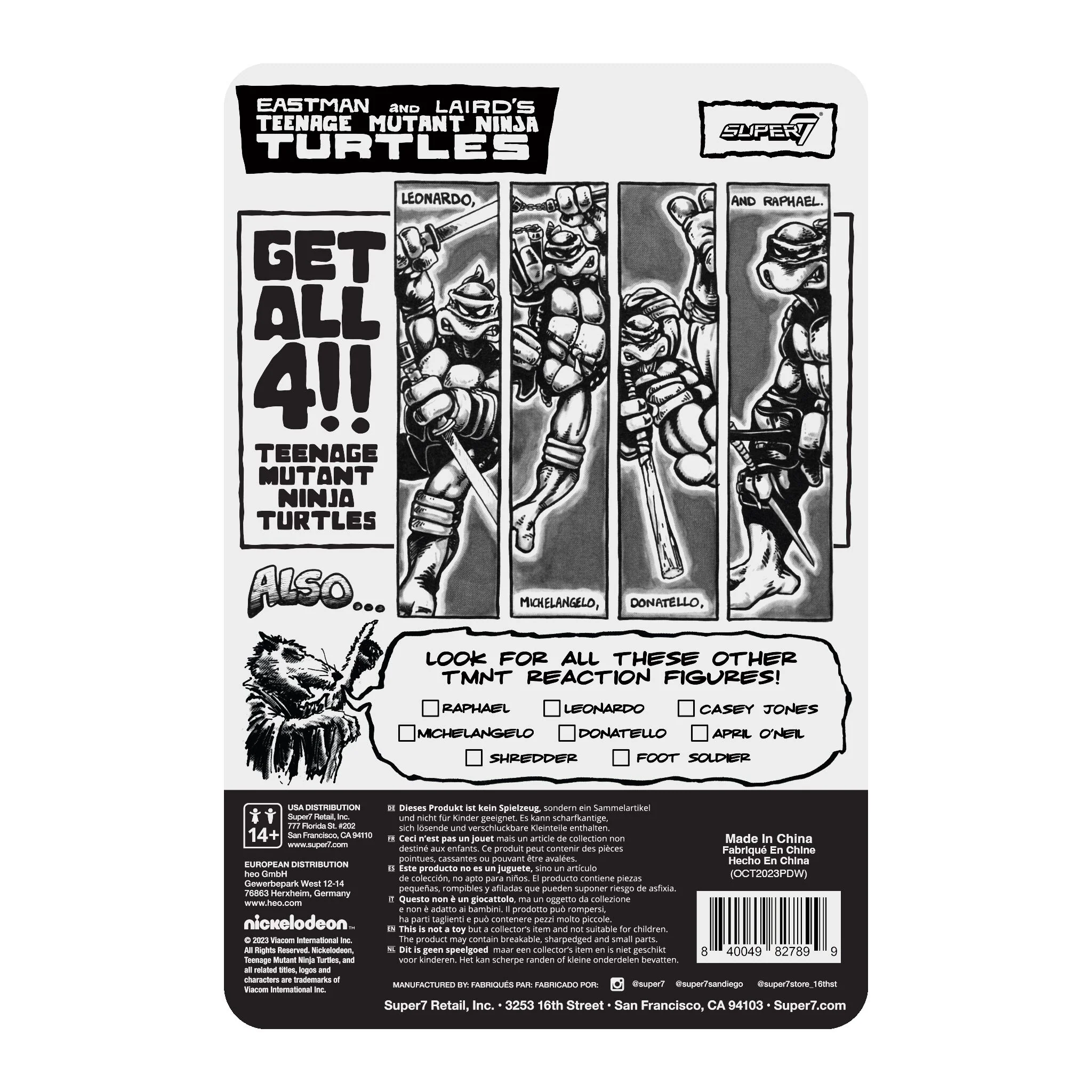 Teenage Mutant Ninja Turtles ReAction Figure Wave 9 - Donatello (Comic Greyscale) - Image 4