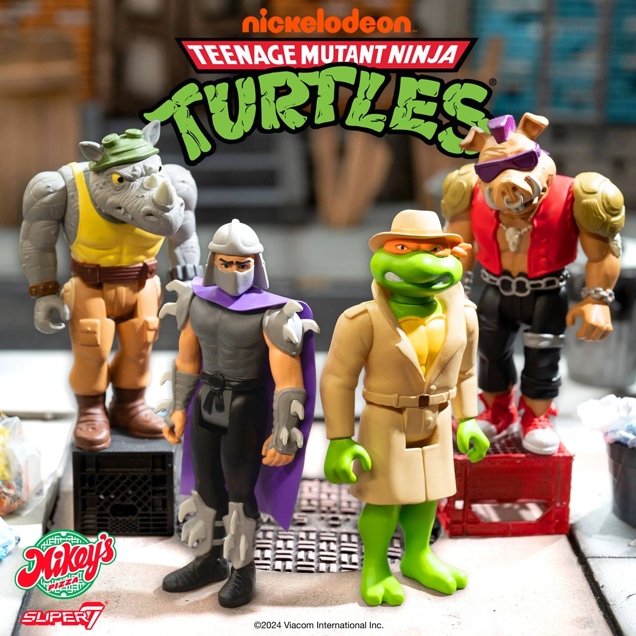 Teenage Mutant Ninja Turtles ReAction Figures Wave 10 - Undercover Michelangelo, Rocksteady, Bebop, Shredder - Image 2