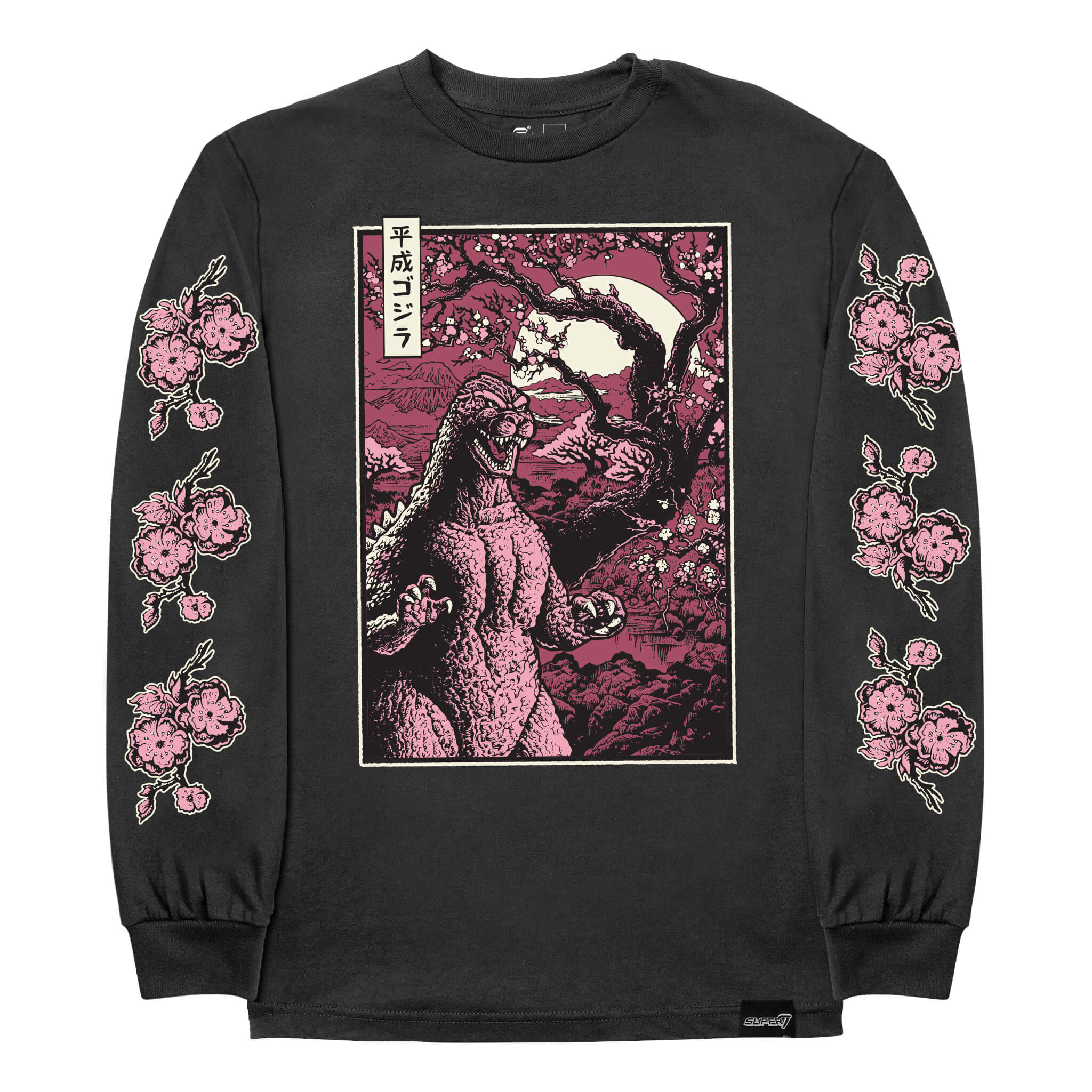 Toho T-Shirts - Godzilla Cherry Blossom (Black Long Sleeve)