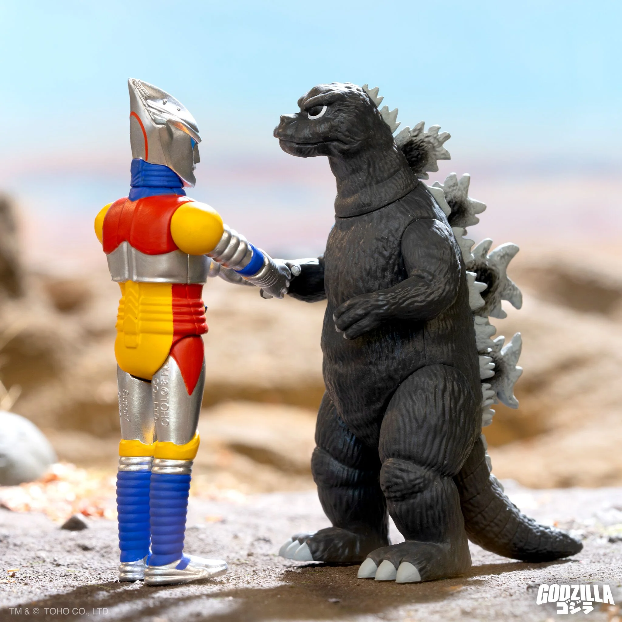 Toho ReAction Figures - Godzilla & Jet Jaguar Shaking Hands (2 Pack) - Image 2