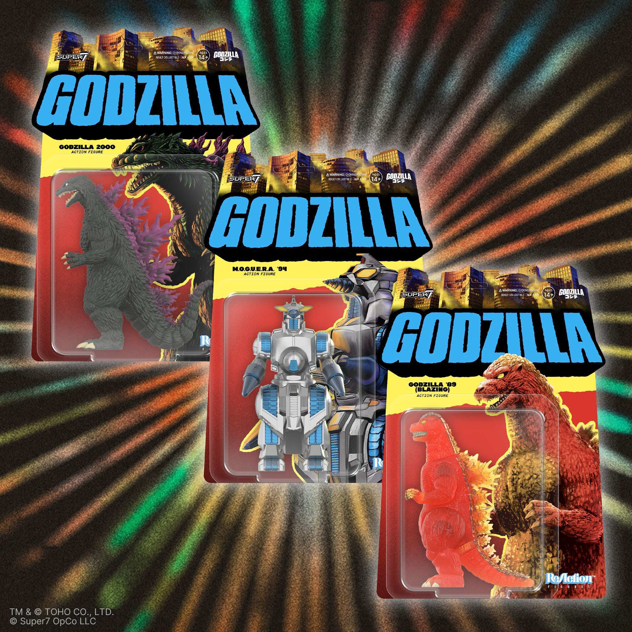 Toho ReAction Figures Wave 9 - Godzilla 1989 (Blazing), Godzilla 2000, M.O.G.U.E.R.A. - Image 2