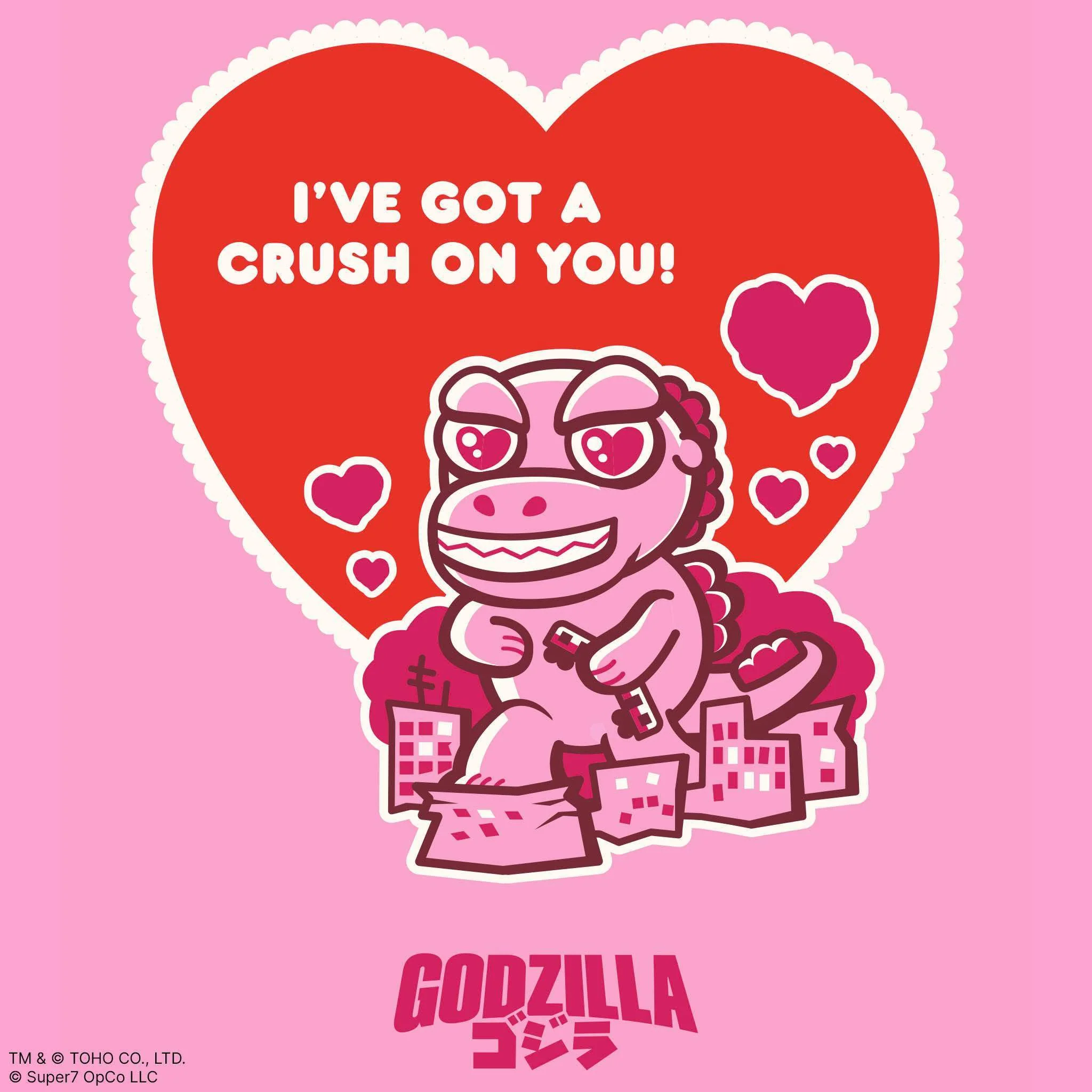 Toho Super Duper Plush Wave 04 (Valentine Pink) - Godzilla '89 with Greeting Card (Valentine Pink) - Image 2